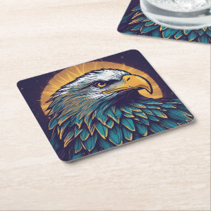 Posavasos Cuadrado De Papel Majestic Bald Eagle