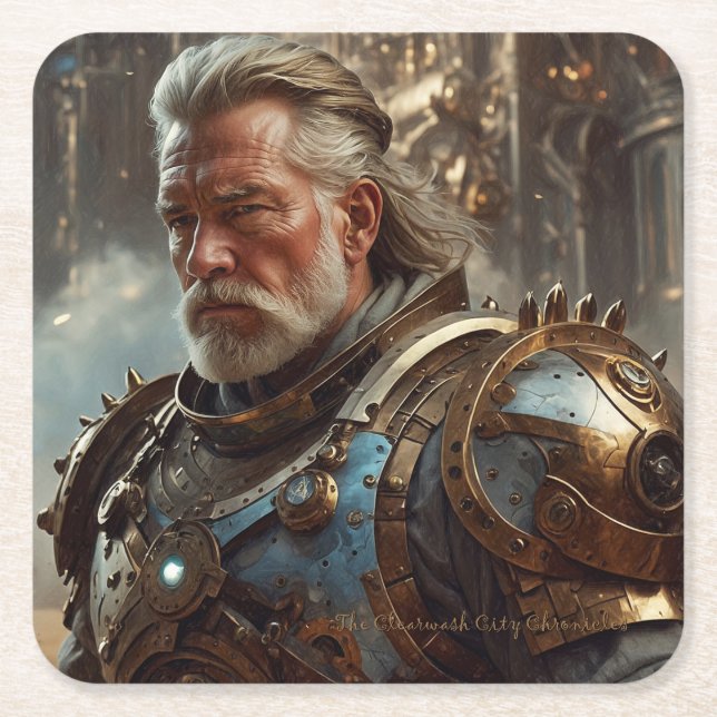 Posavasos Cuadrado De Papel Majestic Regal Steampunk King Paper Coaster (Anverso)