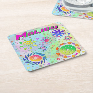 Posavasos Cuadrado De Papel Malibu Seven Suns & Energy Coaster
