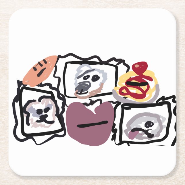 Posavasos Cuadrado De Papel Maltese hearts  (Anverso)