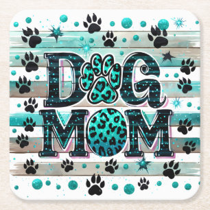 Posavasos Cuadrado De Papel Mamá de perro lindo