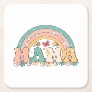 Posavasos Cuadrado De Papel Mama Rainbow