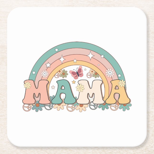 Posavasos Cuadrado De Papel Mama Rainbow (Anverso)