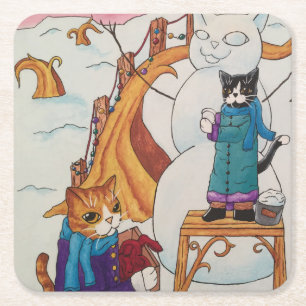 Posavasos Cuadrado De Papel Mañana festiva