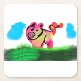 Posavasos Cuadrado De Papel Manantial de cerdo 