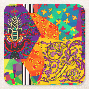 Posavasos Cuadrado De Papel Mandala festiva india turca