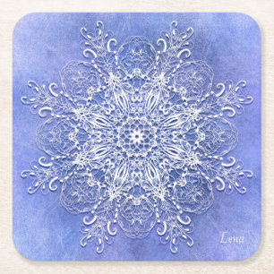 Posavasos Cuadrado De Papel Mandala. floral étnico