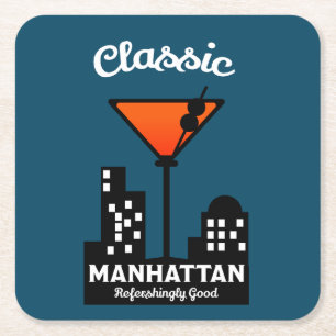 Posavasos Cuadrado De Papel Manhattan Cocktail Wall Art