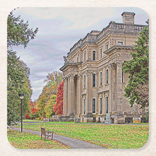 Posavasos Cuadrado De Papel Mansión de Vanderbuilt (Anverso)