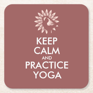 Posavasos Cuadrado De Papel Mantener la calma y practicar yoga