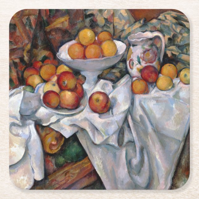 Posavasos Cuadrado De Papel Manzanas y Naranjas, Paul Cezanne, 1895-1900 (Anverso)