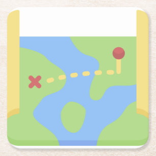 Posavasos Cuadrado De Papel Mapa