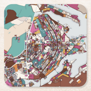 Posavasos Cuadrado De Papel Mapa colorido de Brasilia