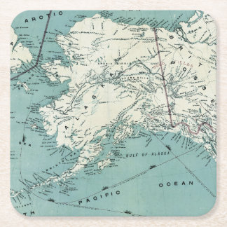 Posavasos Cuadrado De Papel Mapa costero de Alaska