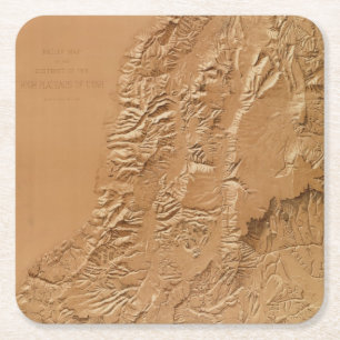 Posavasos Cuadrado De Papel Mapa de alivio de Utah