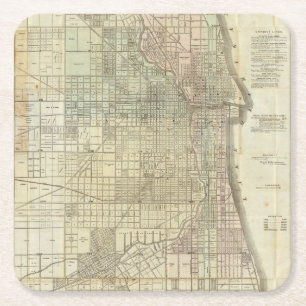 Posavasos Cuadrado De Papel Mapa de Chicago