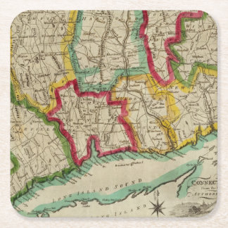 Posavasos Cuadrado De Papel Mapa de Connecticut