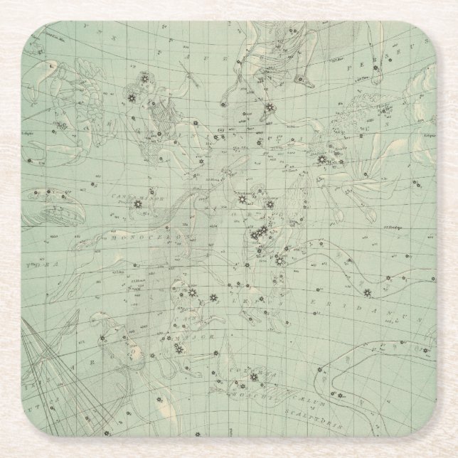 Posavasos Cuadrado De Papel Mapa de estrella 2 (Anverso)