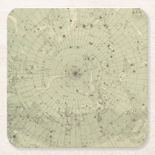Posavasos Cuadrado De Papel Mapa de estrella de la región polar del norte