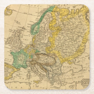 Posavasos Cuadrado De Papel Mapa de Europa por Worcester