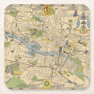 Posavasos Cuadrado De Papel Mapa de Glasgow, Inglaterra