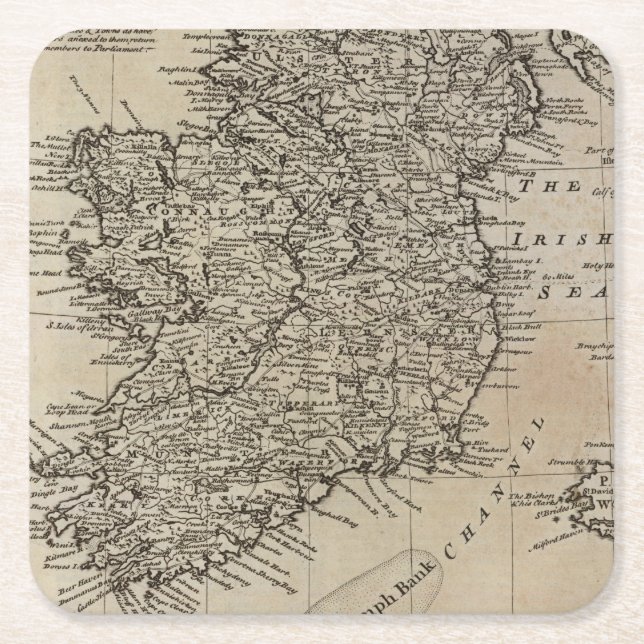 Posavasos Cuadrado De Papel Mapa de Irlanda (Anverso)