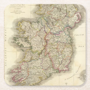 Posavasos Cuadrado De Papel Mapa de Irlanda
