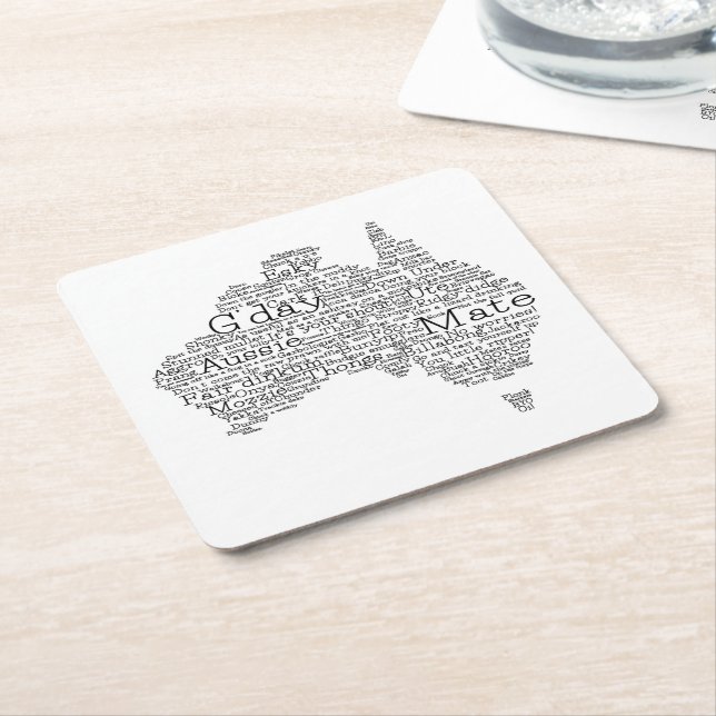 Posavasos Cuadrado De Papel Mapa de jerga de Australia (En perspectiva)