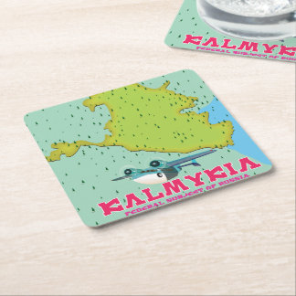 Posavasos Cuadrado De Papel mapa de Kalmukia Rusia