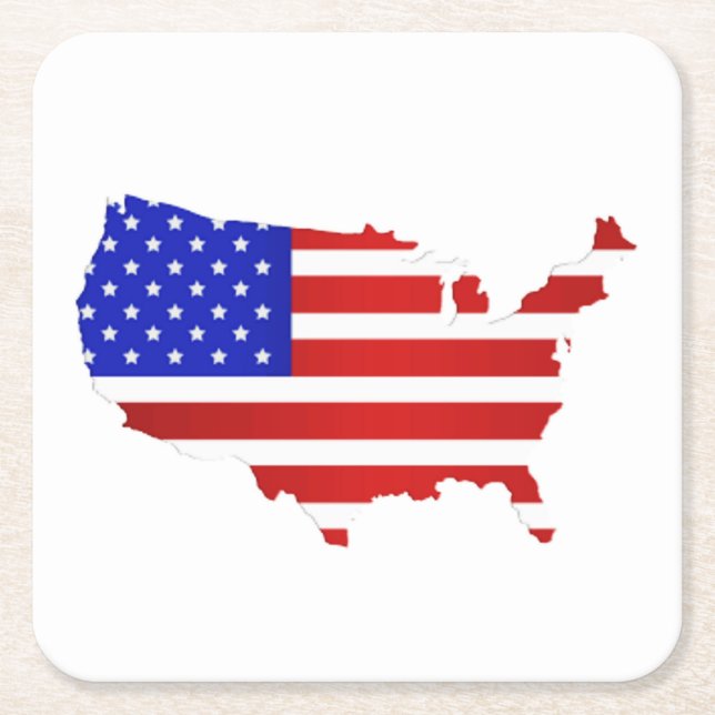 Posavasos Cuadrado De Papel Mapa de la Bandera de los Estados Unidos de Améric (Anverso)