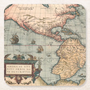 Posavasos Cuadrado De Papel Mapa de la época de Norteamérica