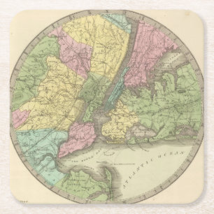 Posavasos Cuadrado De Papel Mapa de la Nueva York