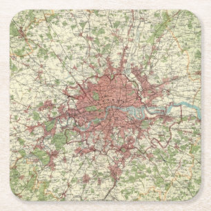 Posavasos Cuadrado De Papel Mapa de la región de Londres