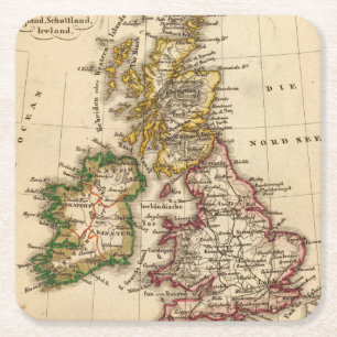 Posavasos Cuadrado De Papel Mapa de las islas británicas