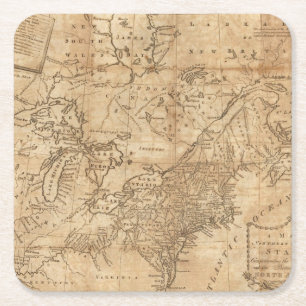 Posavasos Cuadrado De Papel Mapa de los estados septentrionales y del centro 2