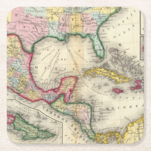 Posavasos Cuadrado De Papel Mapa de México, America Central