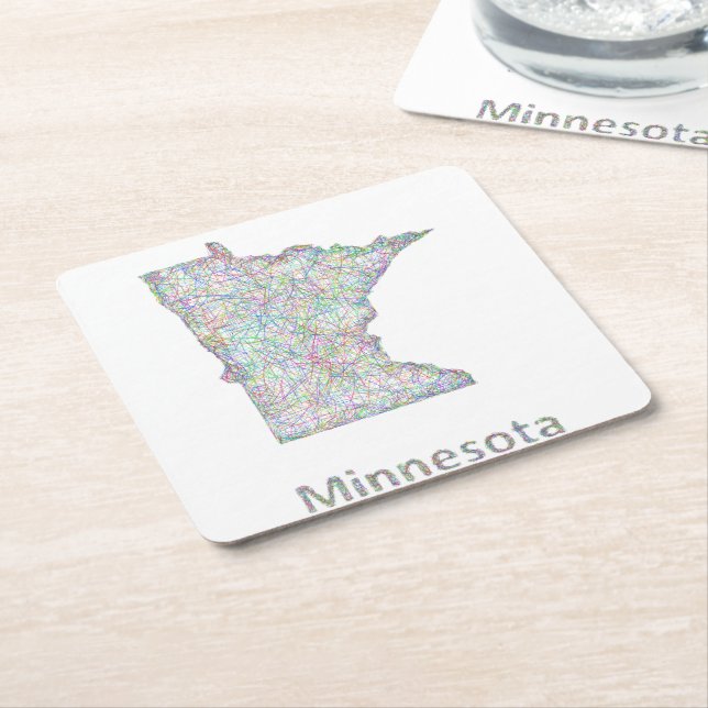 Posavasos Cuadrado De Papel Mapa de Minnesota (En perspectiva)