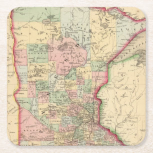 Posavasos Cuadrado De Papel Mapa de Minnesota de Mitchell