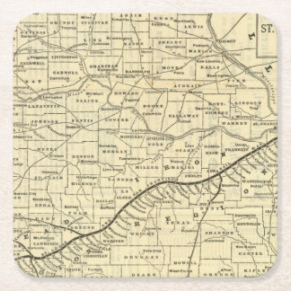 Posavasos Cuadrado De Papel Mapa de Missouri 2