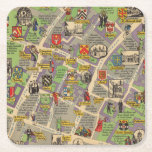 Posavasos Cuadrado De Papel Mapa de Oxford, Inglaterra (ferrocarriles<br><div class="desc">" Oxford. Reilways británico. J.P. Sayer". Mapa ilustrado del poster de la ciudad de Oxford, a partir de 1949 por J.P. Sayer. El mapa fue publicado por los ferrocarriles británicos para promover viaje del carril. Las características major las señales, junto con figuras en los trajes de período, ilustrando la historia...</div>