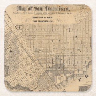 Posavasos Cuadrado De Papel Mapa de San Francisco