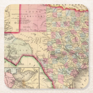 Posavasos Cuadrado De Papel Mapa de Tejas de Mitchell
