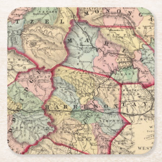 Posavasos Cuadrado De Papel Mapa de Winfield, Virginia Occidental