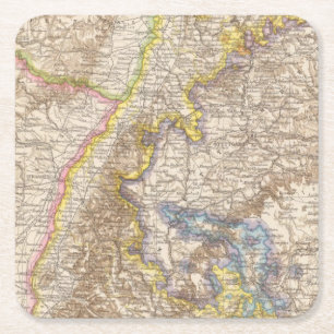 Posavasos Cuadrado De Papel Mapa del atlas de Baden Alemania