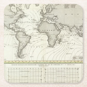 Posavasos Cuadrado De Papel mapa del atlas de la Marea-onda