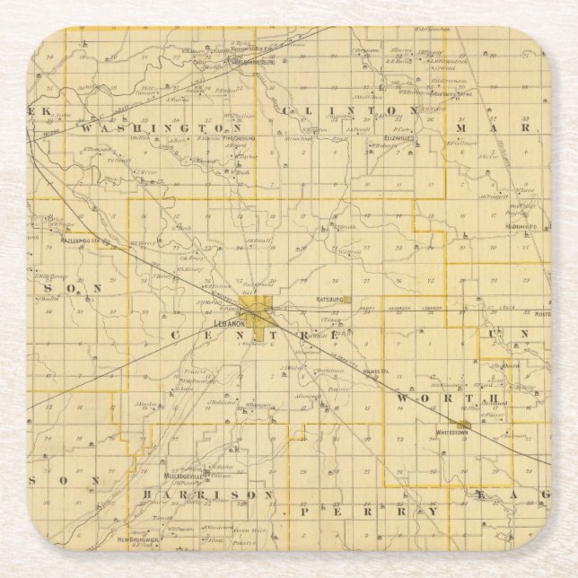 Posavasos Cuadrado De Papel Mapa del condado de Boone (Anverso)
