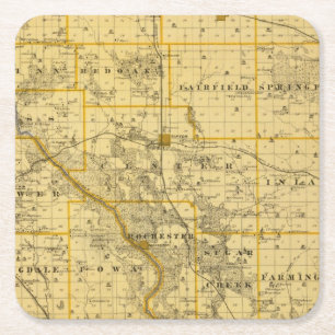 Posavasos Cuadrado De Papel Mapa del condado de Cedar, estado de Iowa