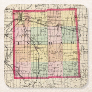 Posavasos Cuadrado De Papel Mapa del condado de Ingham, Michigan