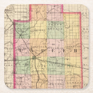 Posavasos Cuadrado De Papel Mapa del condado de Lapeer, Michigan