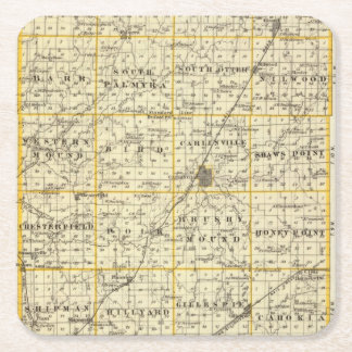 Posavasos Cuadrado De Papel Mapa del condado de Macoupin